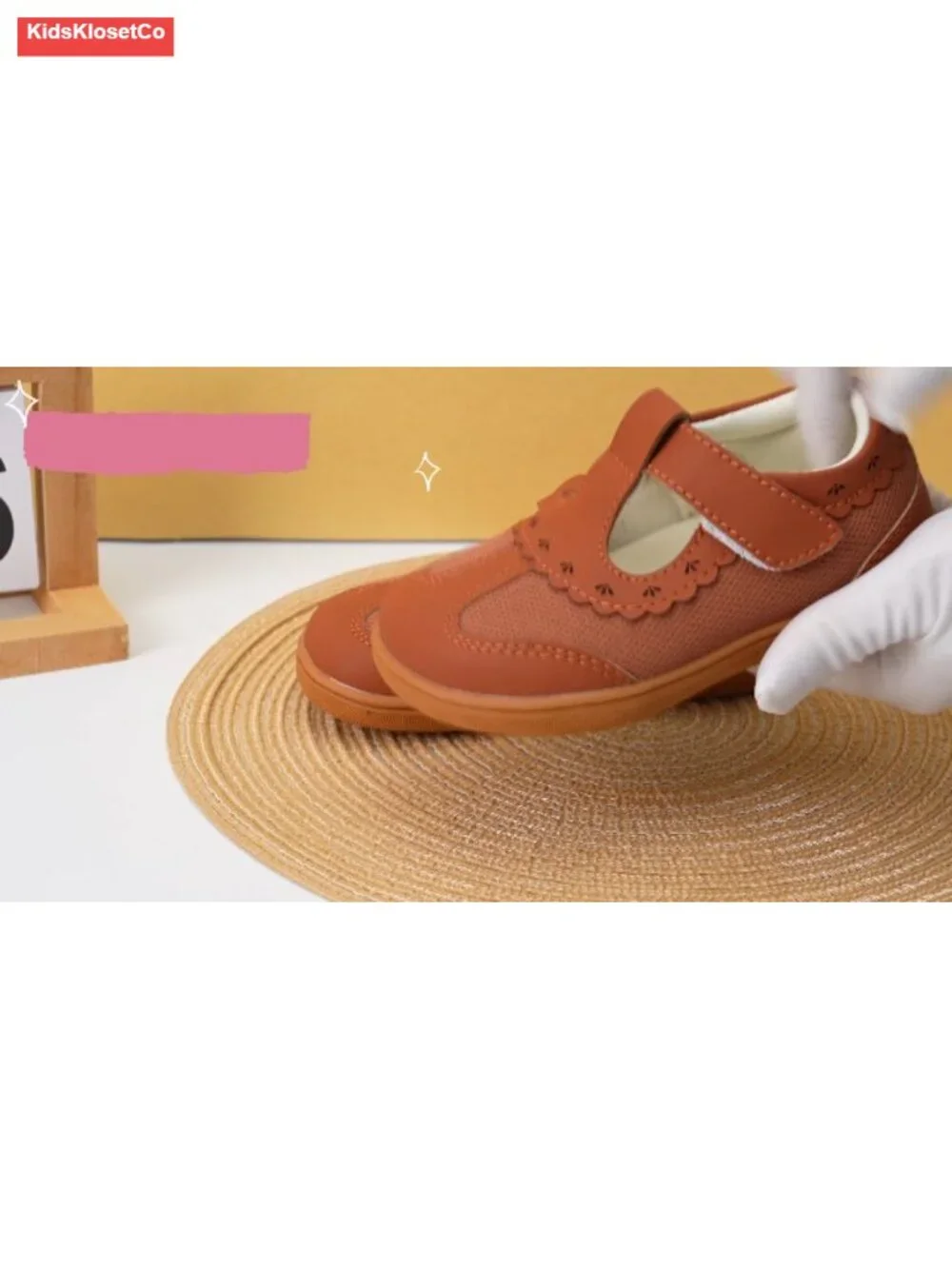 Girls Mary Jane Flats Wide Toe Box Hook and Loop Breathable Dress Shoes Zero